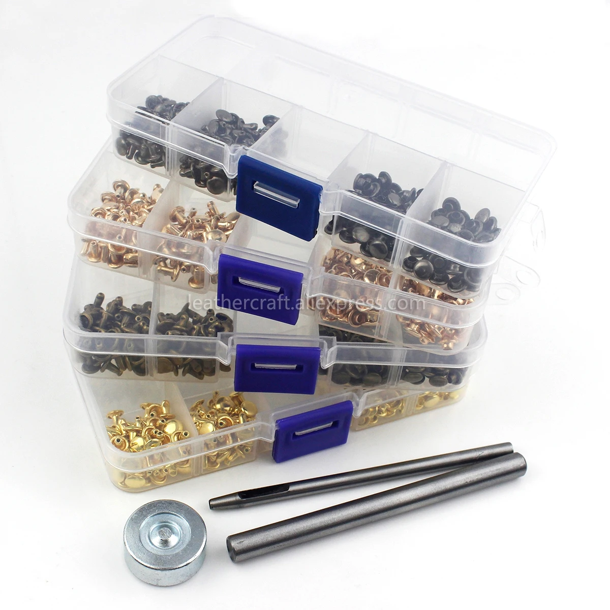 100 наборов 7/9/10 мм Металлические заклепки с двойной крышкой инструментами кожаная
