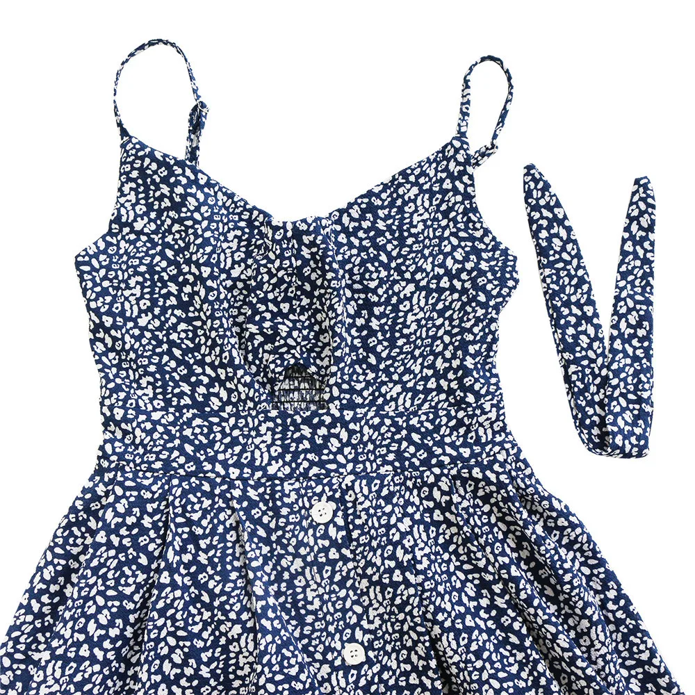 

Women's Summer Backless Beach Dress V-Neck Knee-Length Dress Bohemia With Straps Printed Holiday Bohemia Midi Dresses Female