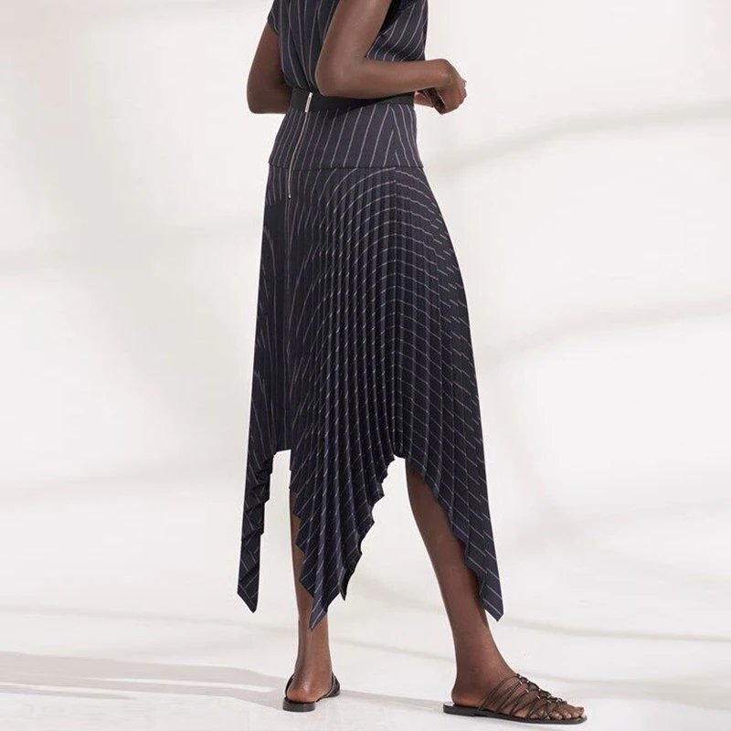 TWOTWINSTYLE Лоскутная Асимметричная юбка для женщин с высокой талией в полоску хит