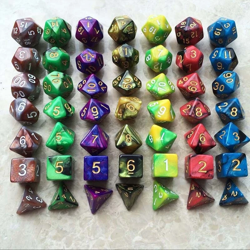 49 шт. акриловые кости многогранные настольные игры цифровые игральные