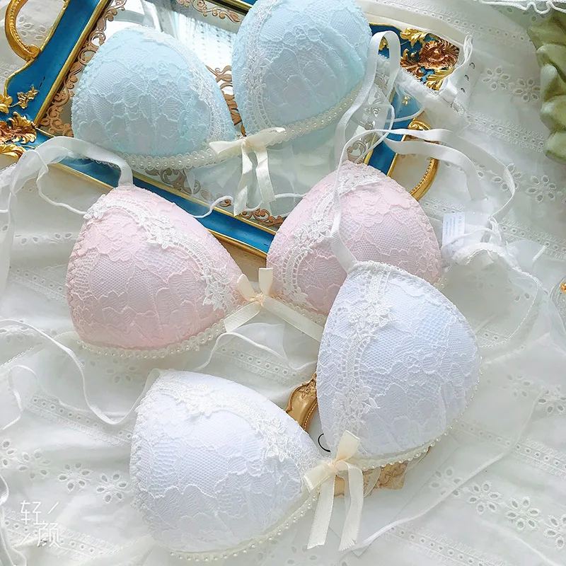 

Женское нижнее белье, японские милые привлекательные комплекты из бюстгальтера и трусиков, без косточек, женское нижнее белье