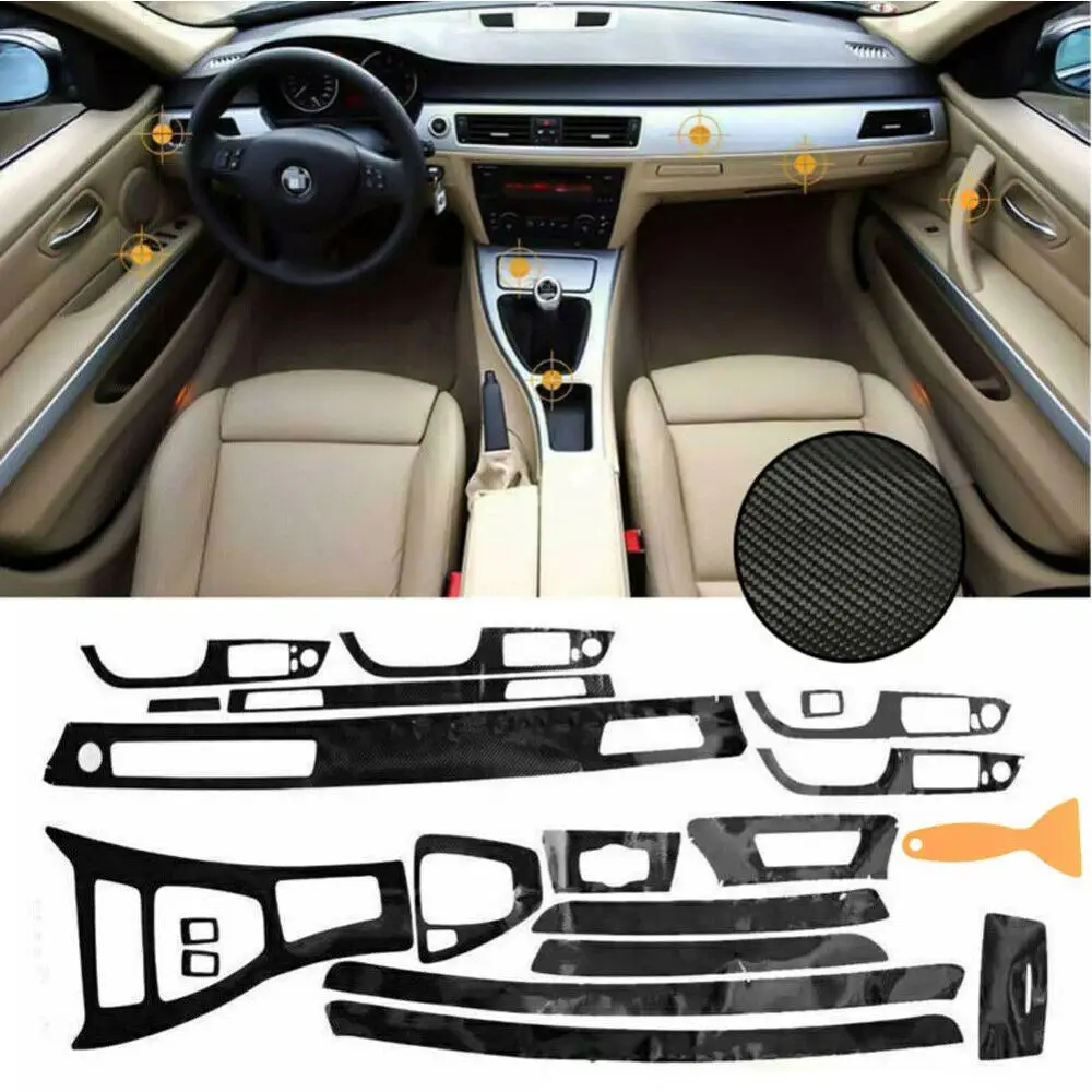 

OLOMM new 5D Interior Glossy Carbon Fiber Wrap Trim Decal For BMW 3 Series E90 2005-13