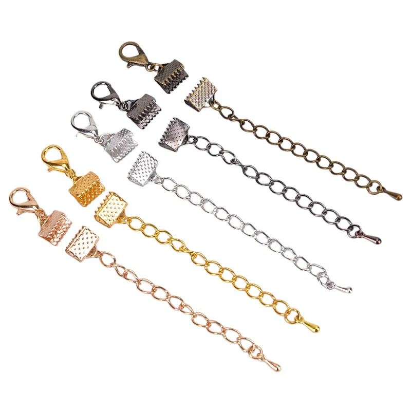 

Концевые застежки для кожаного шнура, застежки с цепочками для браслетов, фурнитура для изготовления украшений «сделай сам», 10 шт./лот