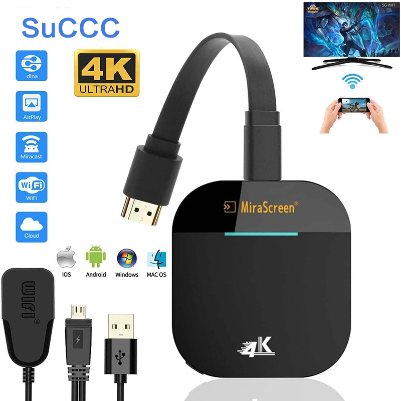 

4K 5G Wireless WiFi Display Dongle TV Stick Video Adapter Airplay DLNA Screen Mirroring Share for iPhone IOS Android Phone to TV