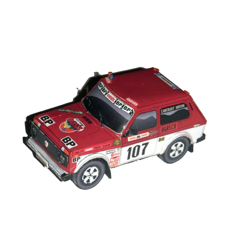 LADA NIVA 1979 1:32 Ралли Дакар красный гоночный автомобиль и рисунком в виде птичек