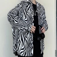 hip hop zebra print unisex long sleeved shirt couple men long sleeve shirt harajuku japanese fashion retro clothes streetwear