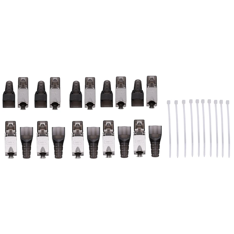 

10Pcs/Lot Tool-Free Shielded RJ45 Cat 7 Termination Plug Cat7 Plug / Cat7 Connector Connectors Modular 23/24AWG