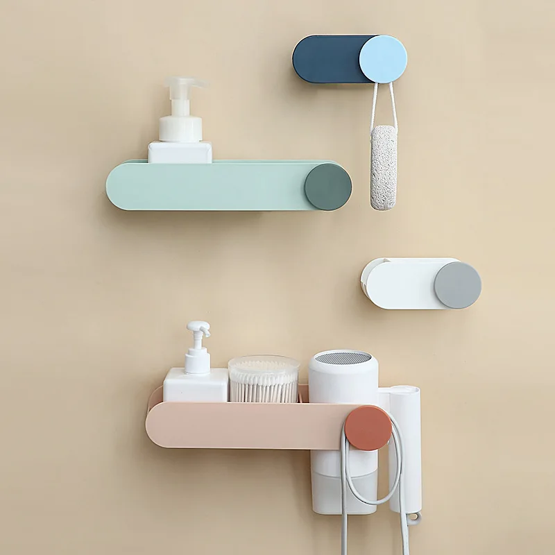 Wall-mounted Hair Dryer Cosmetic Storage Rack Vertical Hair Dryer Punch-free Multi-function Shelf Bathroom Accessories