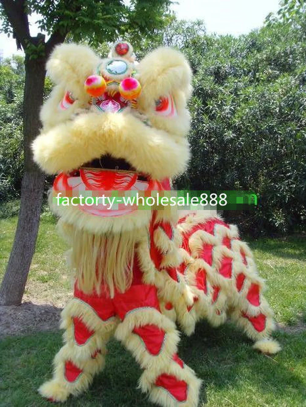 

Advertising 100% Wool Lion Yellow Dance Mascot Costumes Chinese Folk Art for Two Adults Clothing Carnival Halloween Cosplay Gift