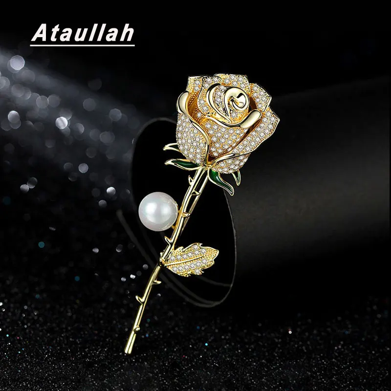 Женская Брошь с цветком розы Ataullah вечерние броши в форме цветка жемчугом 3 А