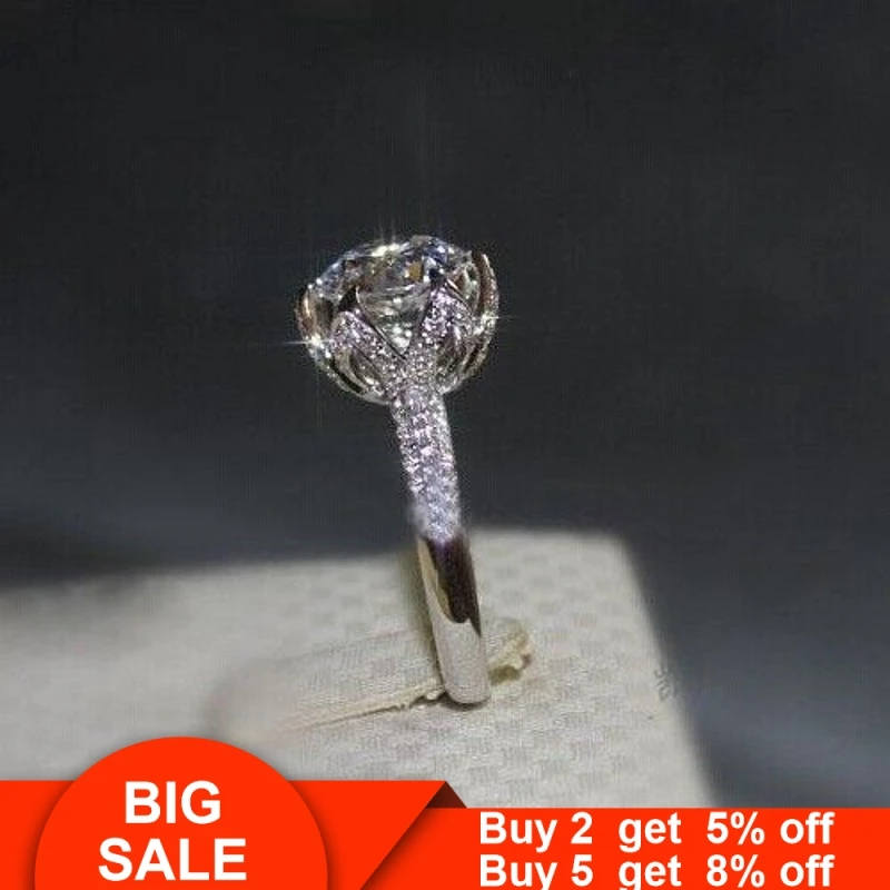 Кольцо с цветами, 925 пробы, серебро, 3ct, AAAAA, Sona, циркон, cz, обручальное кольцо, кольца для женщин, свадебные, вечерние, ювелирные изделия