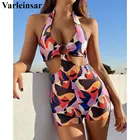 Женский слитный купальный костюм, купальник-монокини с разноцветным принтом, V2807