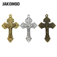 8pcs antique bronze gold color cross jesus charms pendants for jewelry making bracelet necklace diy 55x34mm