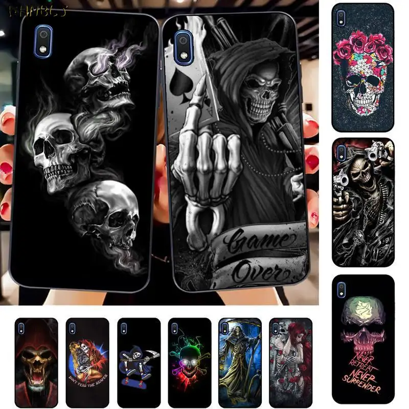 

FHNBLJ Grim Reaper Skull Skeleton Bling Cute Phone Case for Samsung A10 20s 71 51 10 s 20 30 40 50 70 80 91 A30s 11 31 21