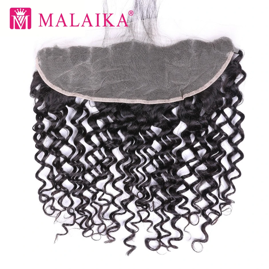 

Malaika Peruvian Deep Wave Frontal Lace Closure With Baby Hair 100% Remy Human Hair Extensions 13*4 Hand Tied Hair Extension