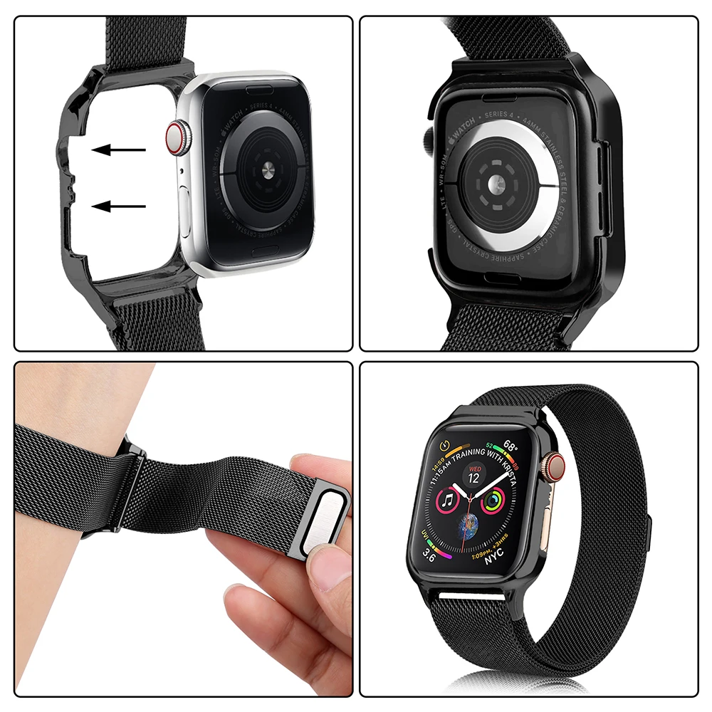 Mlianese Loop чехол+ ремешок для Apple Watch 3 2 1 ремешок 42 мм 38 мм металлическая крышка Iwatch 5 4 ремешок 44 мм 40 мм браслет аксессуары для часов