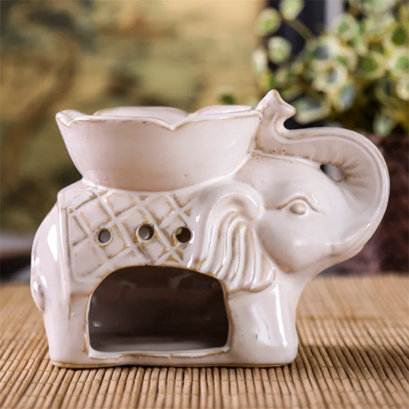 Керамическая тайская арома горелка с изображением слона для благовоний
