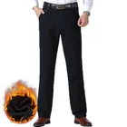 Брюки мужские Зимние флисовые, Классические брендовые теплые плотные длинные модные прямые Стрейчевые штаны для отдыха, Осень-зима 2021