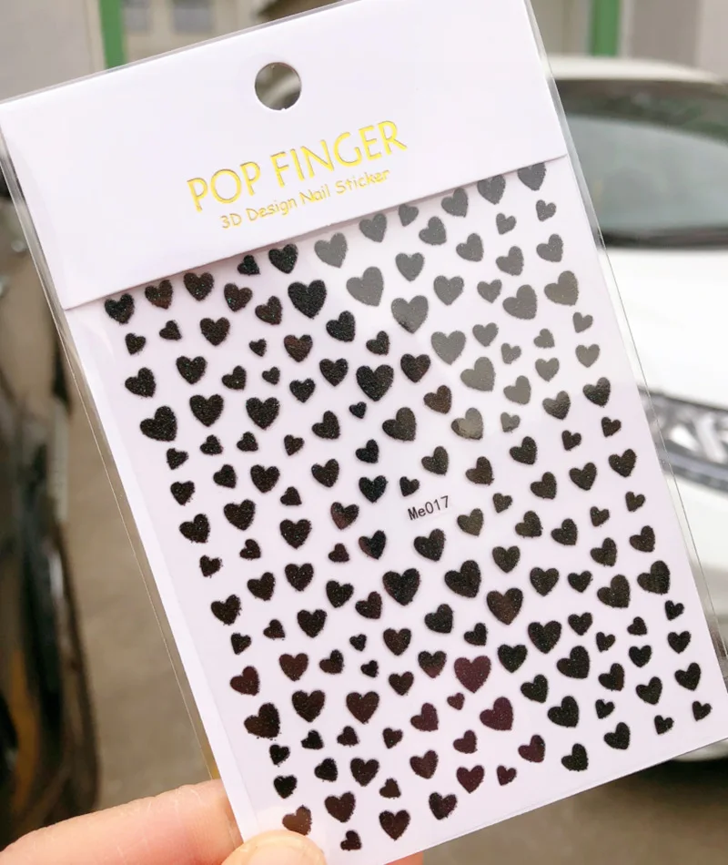 3D наклейка для дизайна ногтей Блестящий Порошок эффект Валентина дизайн сердца
