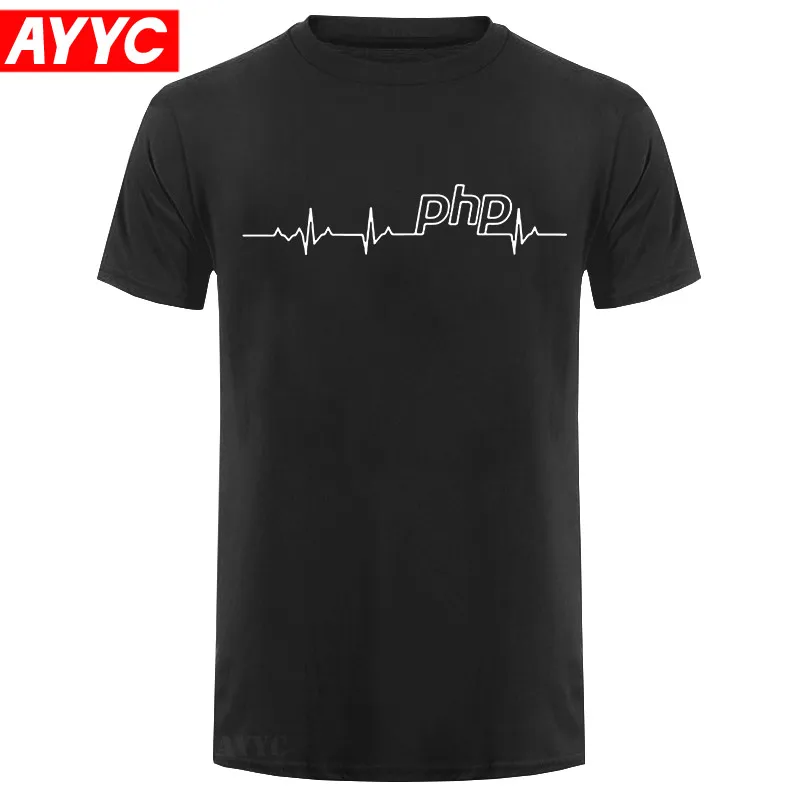 Lustige Php Herzschlag Programmierer Entwickler Grafik T Shirts Männer Sommer Baumwolle Ingenieur Code Street Hip Hop T hemd