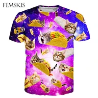 femskis summer style women men 3d print t shirt cat pizza tee shirt clothing space galaxy t shirt harajuku unisex short sleeved