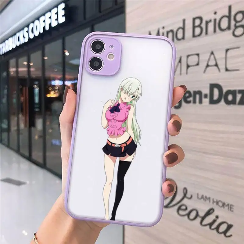 

anime seven deadly sins Phone Case For iPhone 12 11 Mini Pro XR XS Max 7 8 Plus X Matte transparent Purple Back Cover