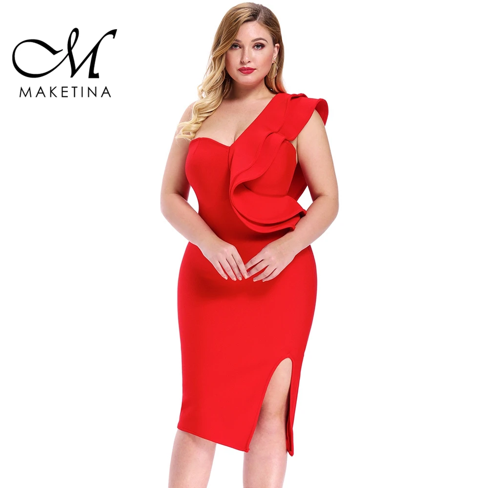Maketina 2020 Для женщин на одно плечо размера плюс Бандажное платье элегантные