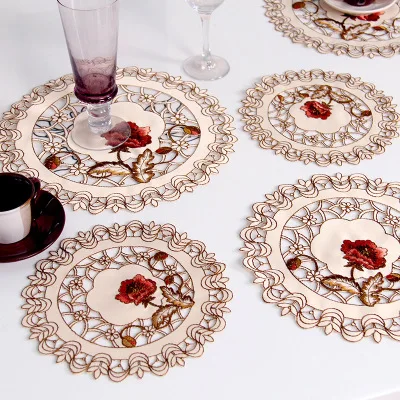 Новинка роскошный кружевной круглый коврик для стола с вышивкой искусственная