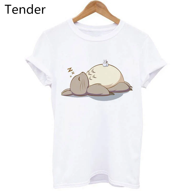 

Модная футболка в стиле Харадзюку, женские топы, футболки с аниме коротким рукавом, летний белый Тоторо, забавная Футболка с принтом, женски...