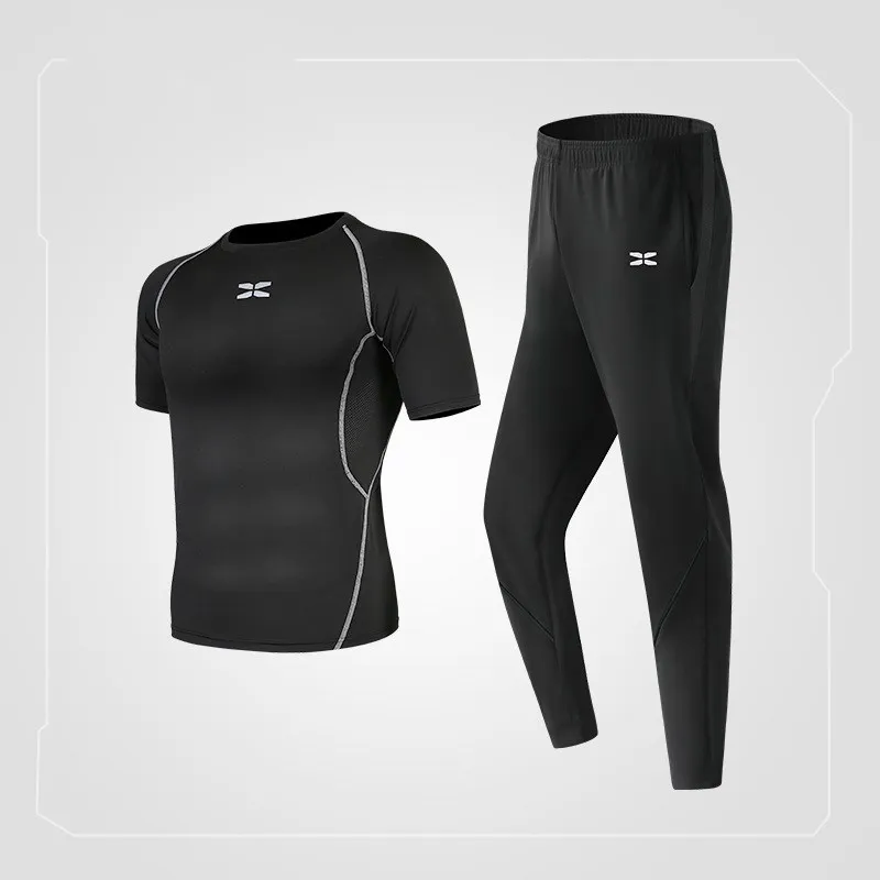 

New Spring and Summer Men's Casual Outdoor Sports Quick-drying Short-sleeved Loose Trousers Running Suit Two-piece Suit