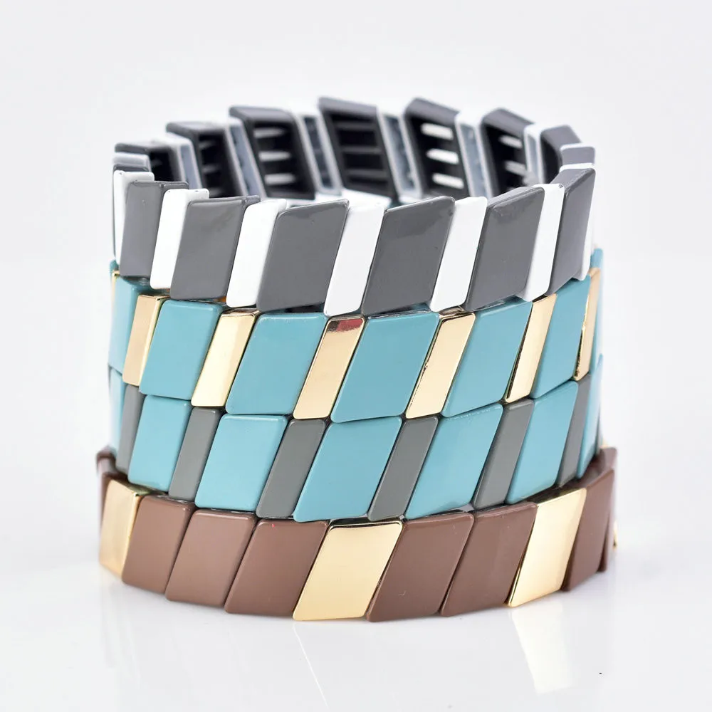 Модный эмалированный браслет с радужными бусинами KSRA 2019 Фабричный Штабелируемый