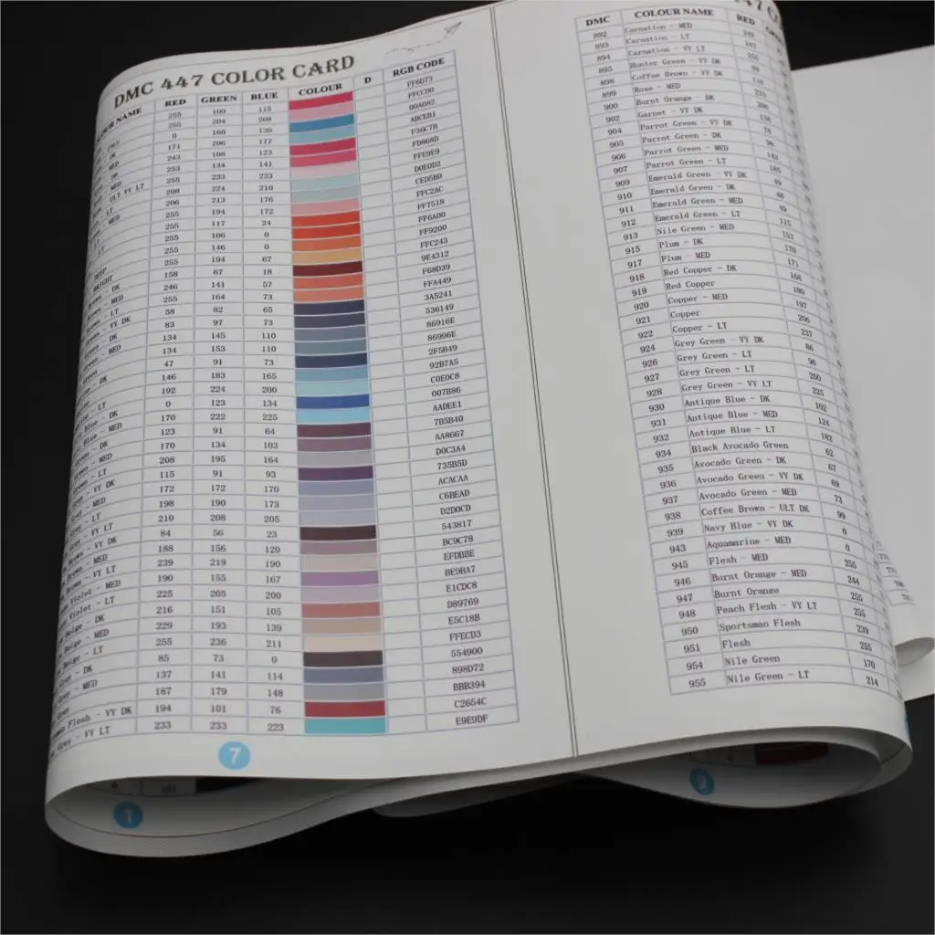 a color card Алмазная живопись полный спектр 447 DMC Алмазная цветная карта Стразы идентификационная карта квадратная/круглая Алмазная - Цвет: a color card