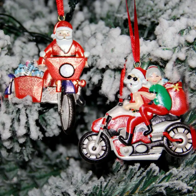 

2022 Christmas Decorations Santa On A Motorcycle Pendant Resin With Vaccine Painted Santa Christmas Tree Pendant Home Supplies