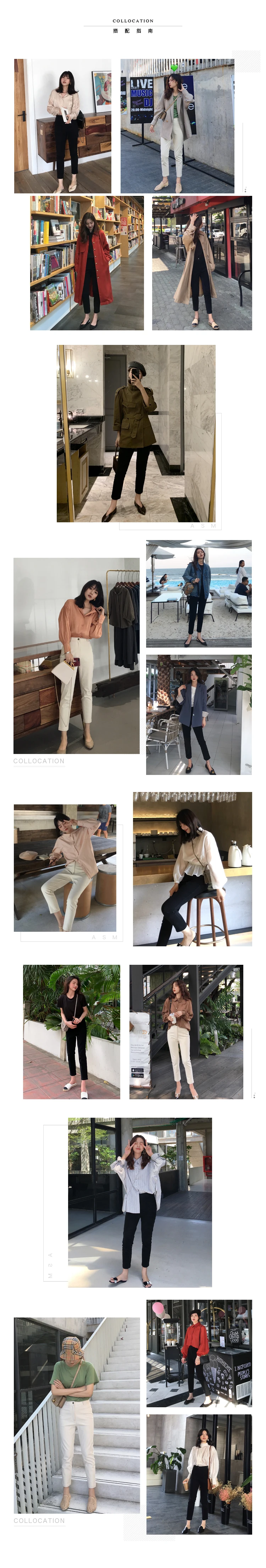 Casual High Waist Pencil Cotton Pants Women Solid Ankle-length Pants OL Elegant Female Summer Trousers