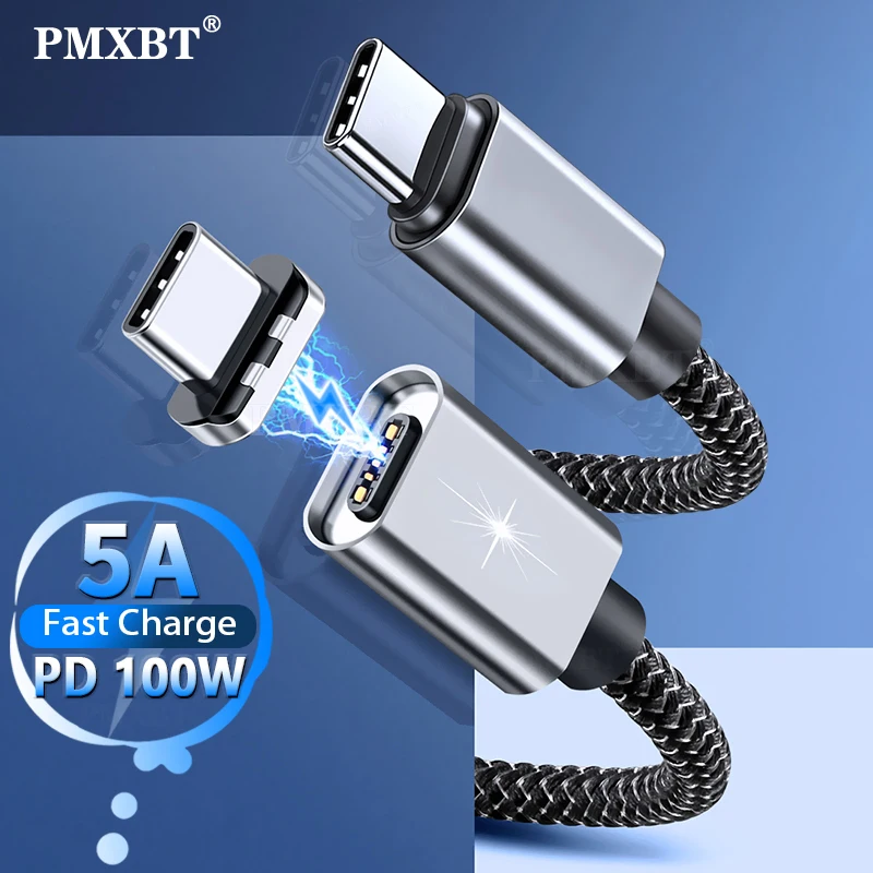 Магнитные USB кабели PMXBT кабель Type C на 5A для MacBook 100 Вт PD супербыстрая зарядка Шнур