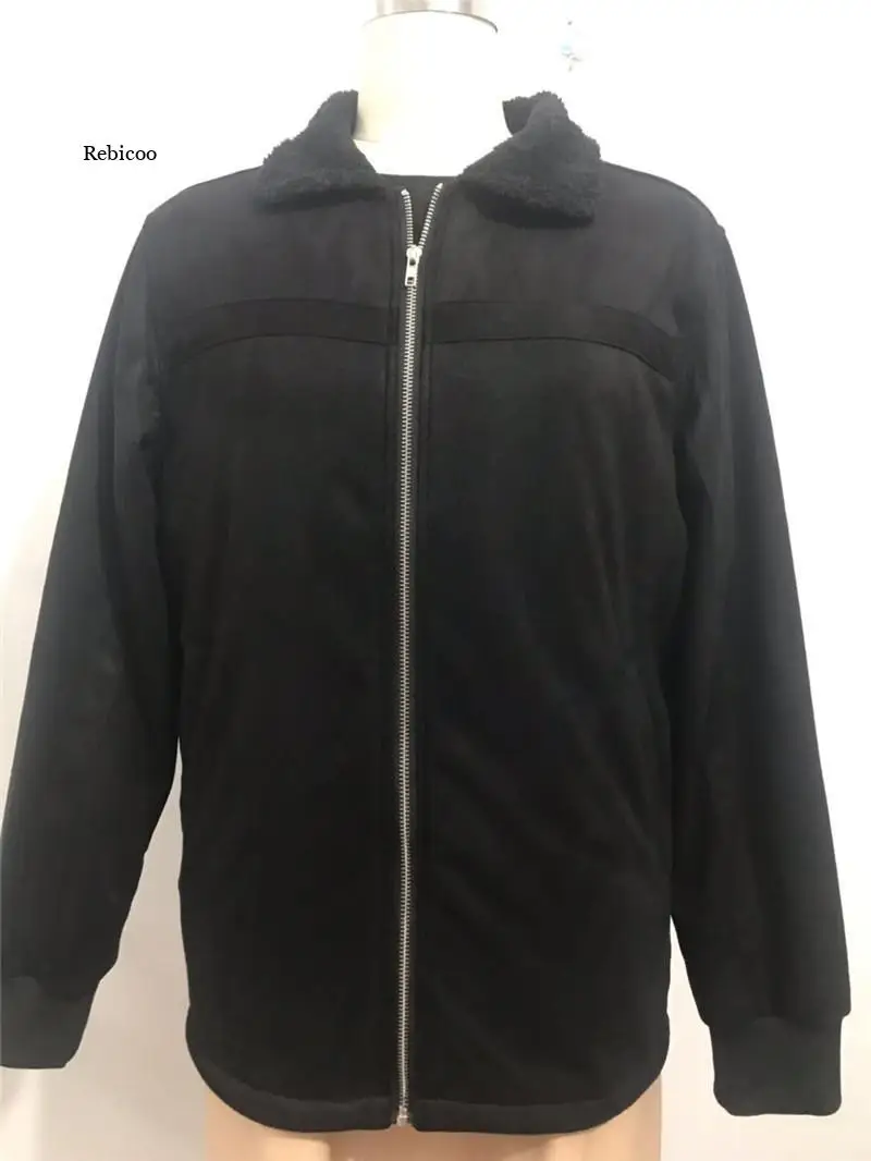 Мужские Куртки из искусственной кожи зимние теплые пальто с отворотами мужские