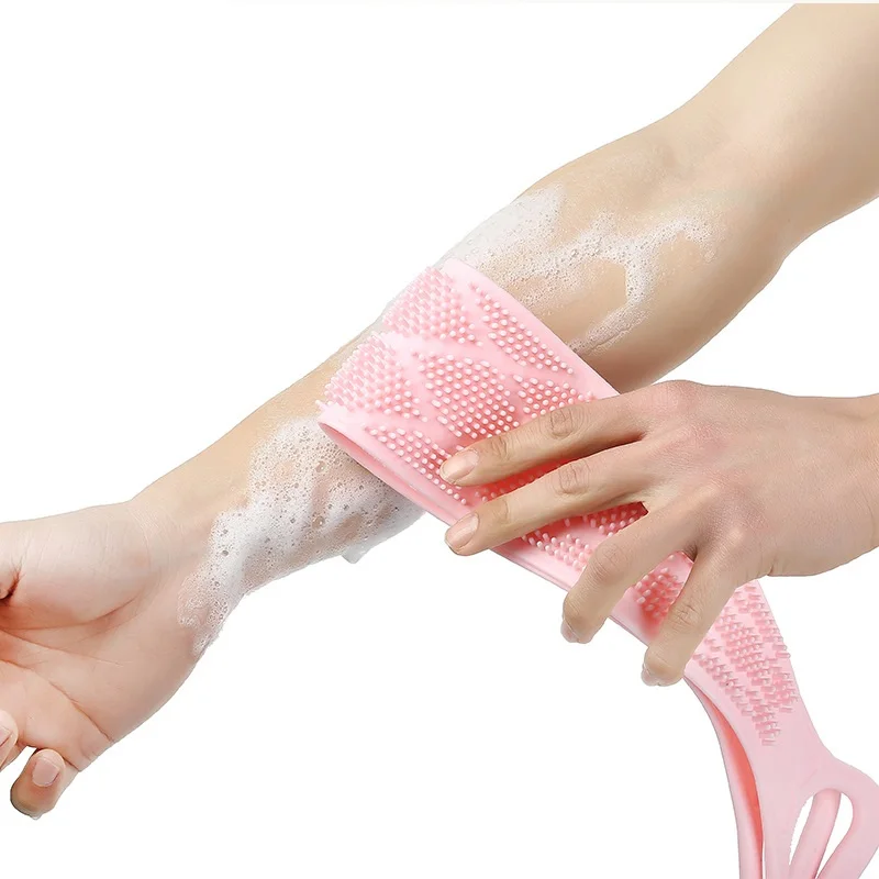 

Silicone Back Scrubber Bath Body Brush Belt Exfoliating Back Brush Belt Wash Clean Bath Scrub Belt Bath Shower Bathroom Supplies