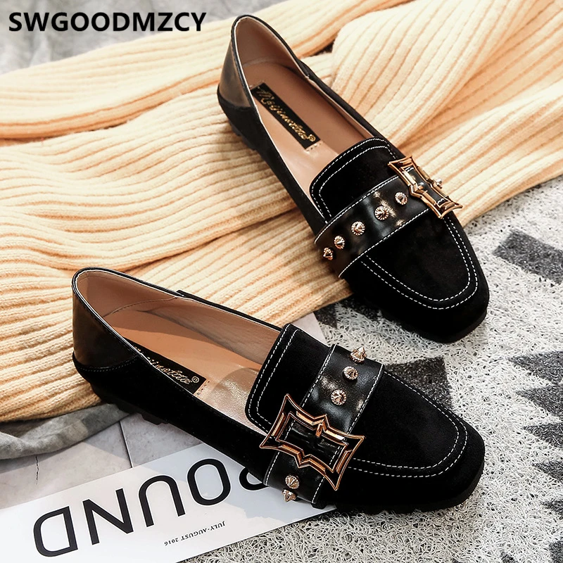 Лоферы Женская обувь черная для женские большие размеры женская мокасины с