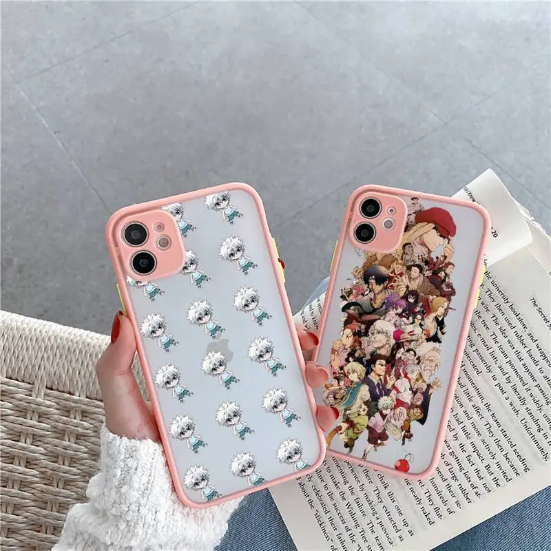 

hunter x hunter anime Phone Case For iPhone 12 11 Mini Pro XR XS Max 7 8 Plus X Matte transparent Pink Back Cover