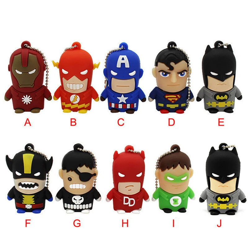 Флеш-накопитель с супергероями Мстители/Супермен/Бэтмен/Человек-паук 4 ГБ 8 16 32 64