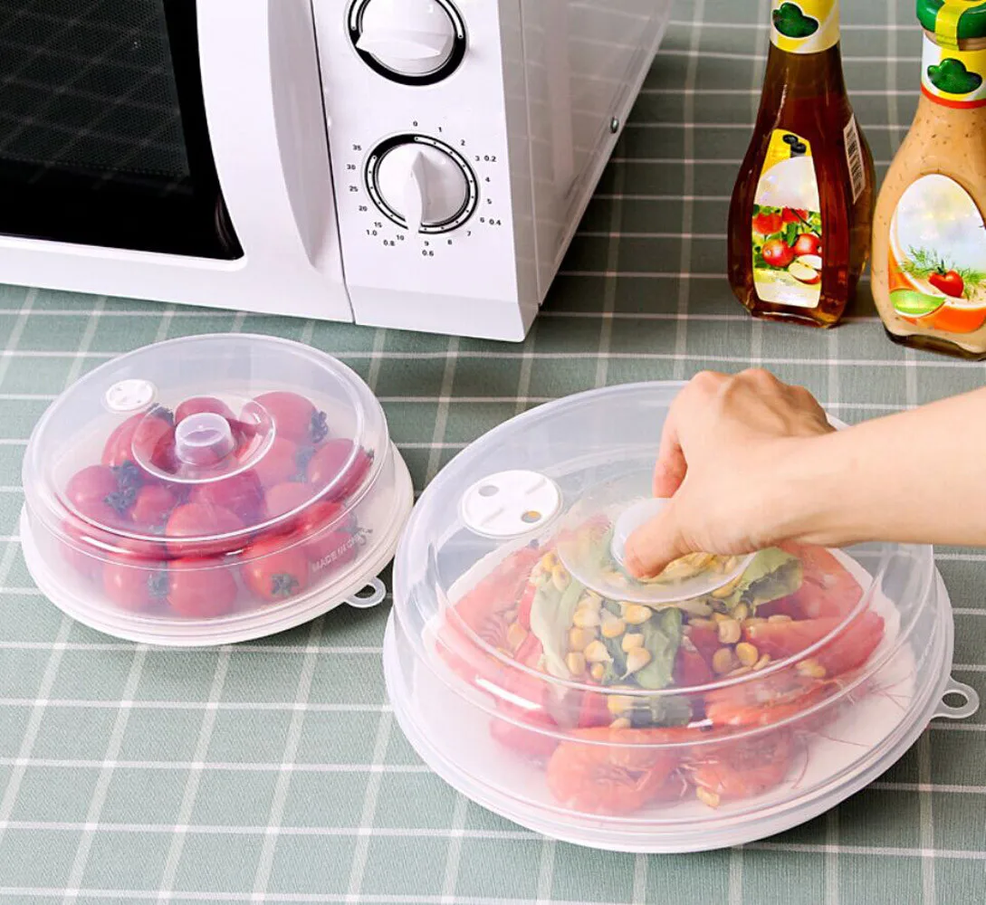 

1pcs Plastic Transparent Microwave Plate Cover Steam Splatter Food Wraps Reusable Silicone Food Fresh Keeping Sealed Covers