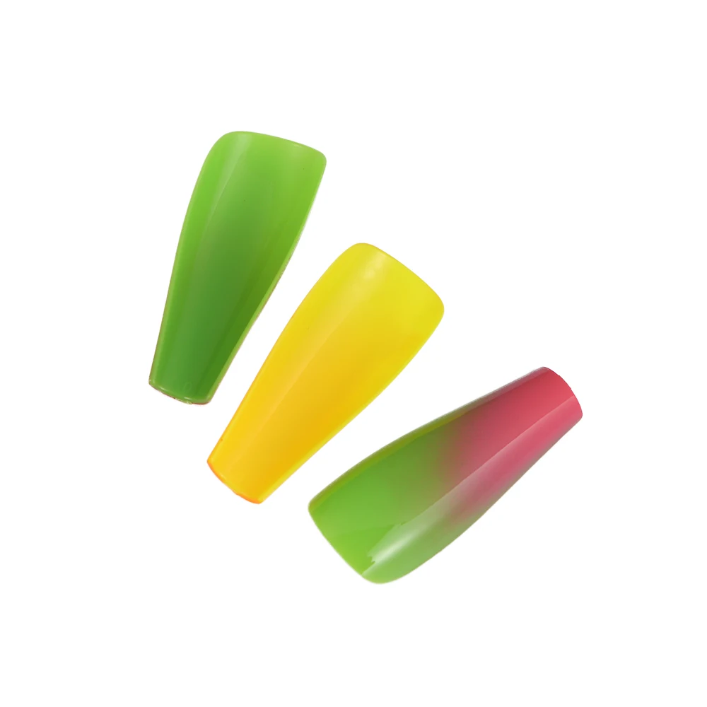 24 шт. накладные гробы с градиентом балерина полностью закрывающие ногти съемные