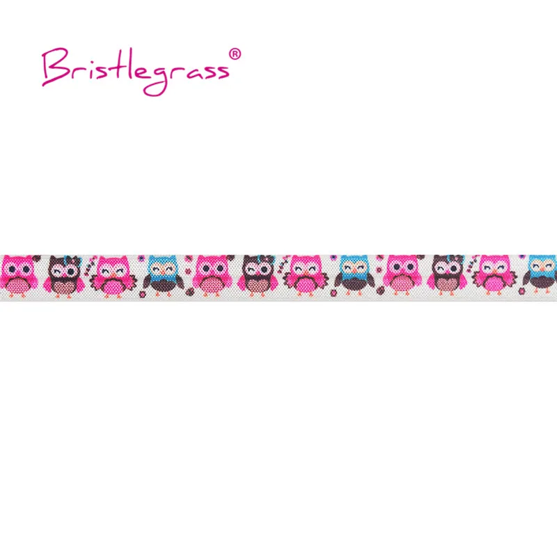 

BRISTLEGRASS 100 Yard by Roll 5/8" 15mm Owl Butterfly Print FOE Fold Over Elastics Spandex Satin Band Hair Tie Tutu Dress Sewing