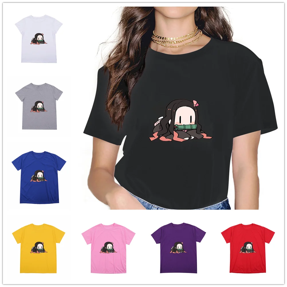 

2021 Anime Demon Slayer Kimetsu No Yaiba Kawaii Baby Nezuko Print Men Women Unisex Color Tshirts Short Sleeve Tee Tops Clothing