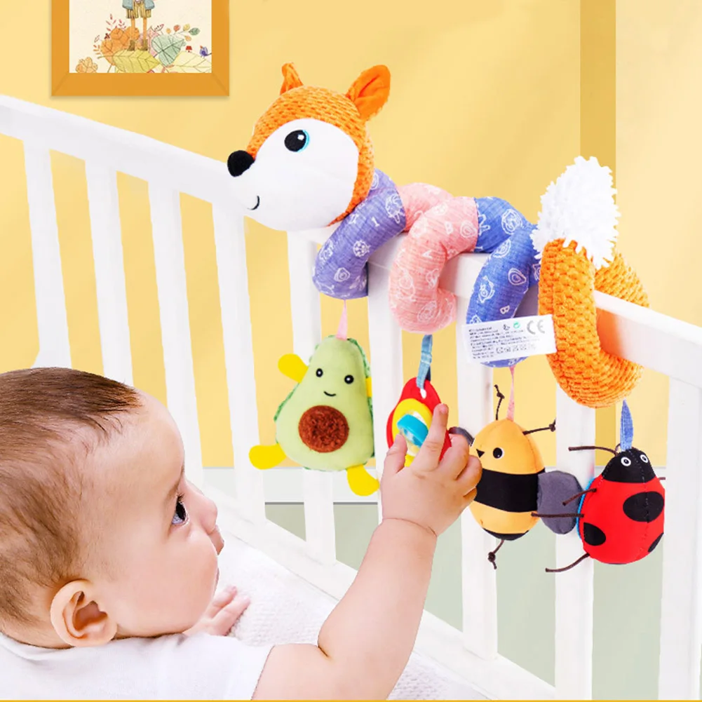 Soft Plush Infant Crib Mobile Bed Stroller Cartoon Animal Fox Toys Hanging Spiral Rattles Sound Paper Baby Early Educational Toy | Игрушки и