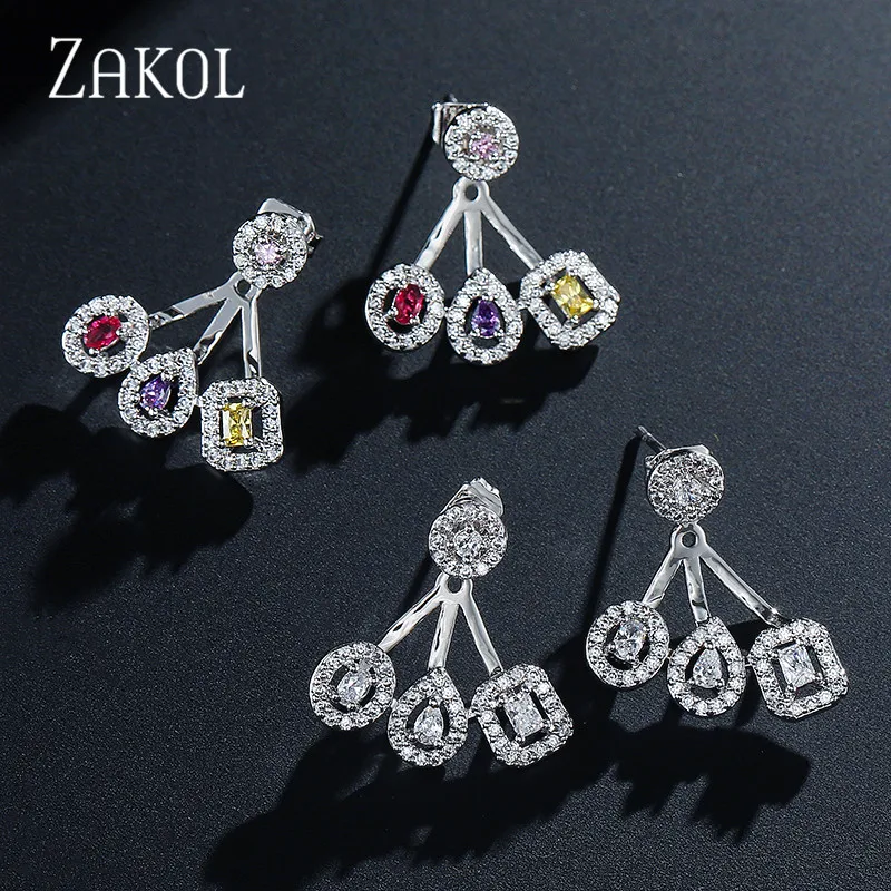 Новинка от бренда ZAKOL, изысканные роскошные Gemoetric серьги-капли с кубическим цирконием для женщин, вечерние ювелирные изделия для свадебного торжества FSEP2083