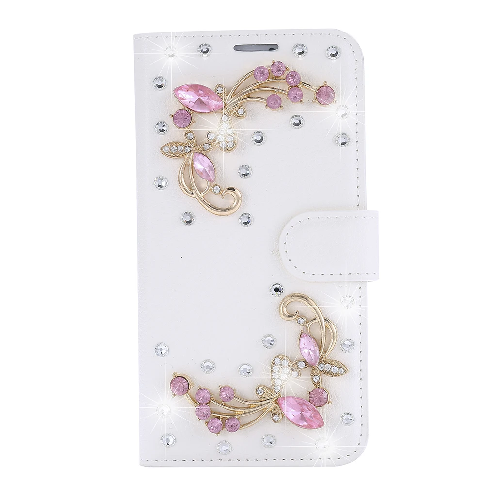 Чехол Кошелек со стразами и откидной крышкой из искусственной кожи с подставкой