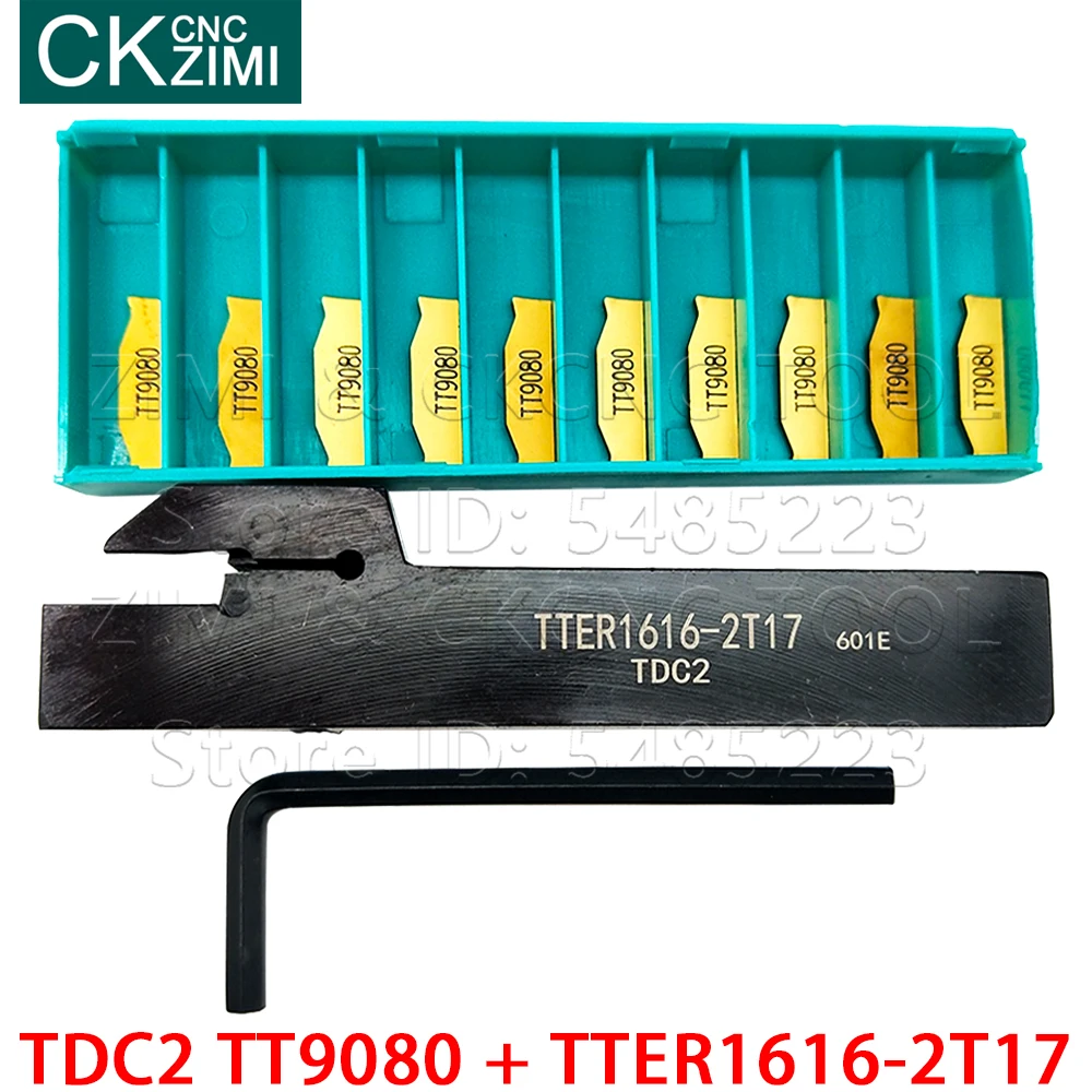 TTER1616-2T17 Grooving Tool Holder Cutter Holder with 10pcs TDC2 TT9080 Inserts 