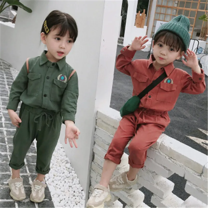 Детская одежда для маленьких девочек Костюм детей Комплект одежды Рубашки с