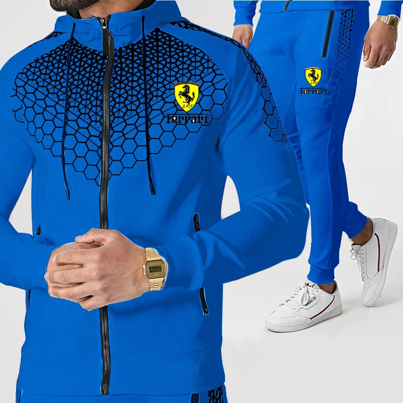 

Ferrari Sports New Suit Men Fashion Tracksuit Casual Polyester Fabric Zipper Sportswear Jacket and Sports Pants SuitS-3XL